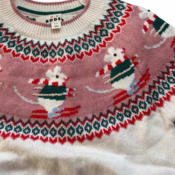 Mini Boden Fair Isle Skiing Mice Sweater Sz 6/7 - Picture 3 of 7